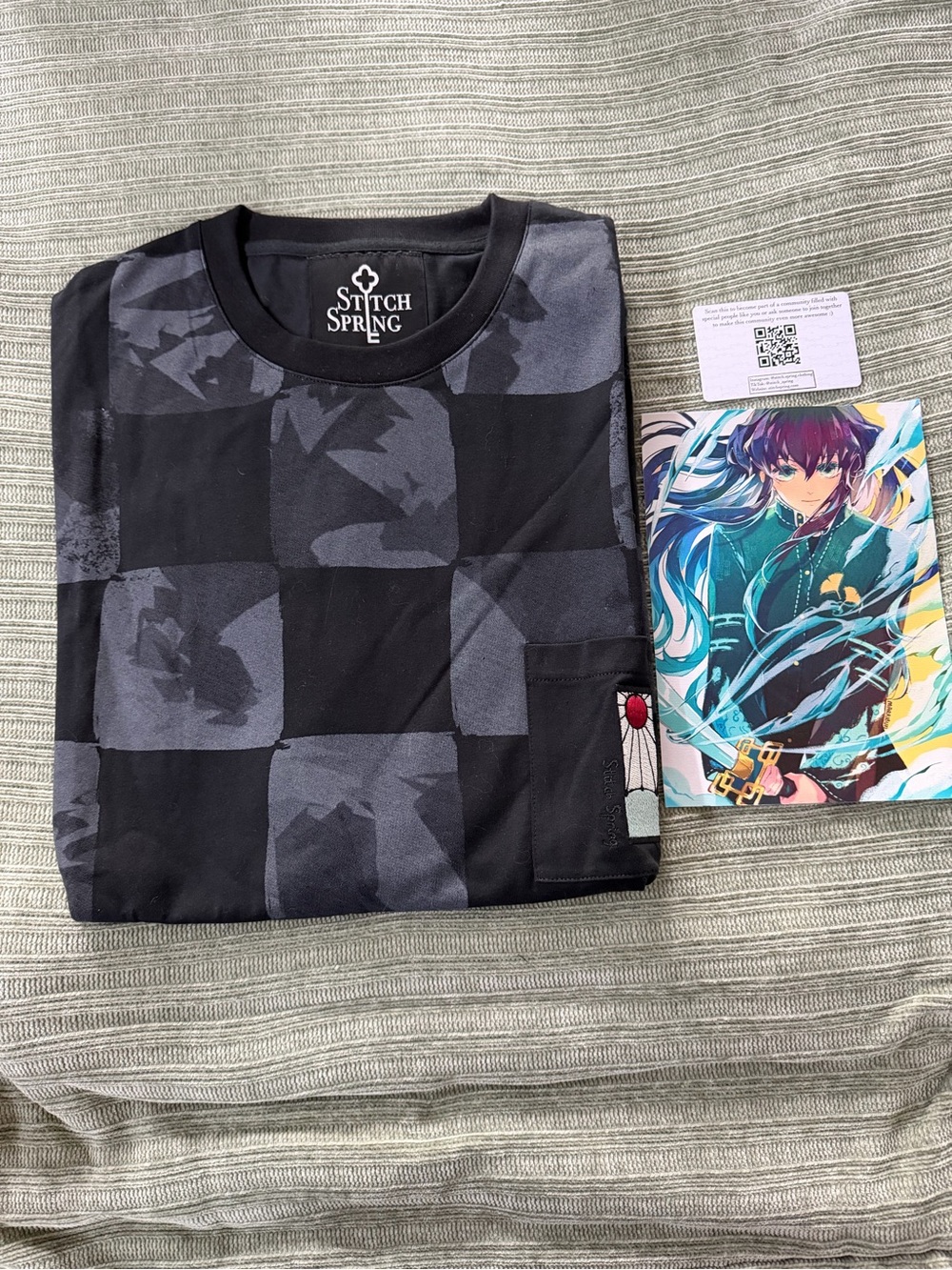 Men’s Black Gray Checker Pocket T-Shirt